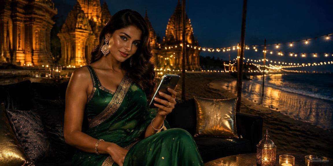 কক্সবাজারে শাড়ি পরে acewin888 মোবাইল ক্যাসিনো ব্যবহার করছেন একজন বাংলাদেশি নারী