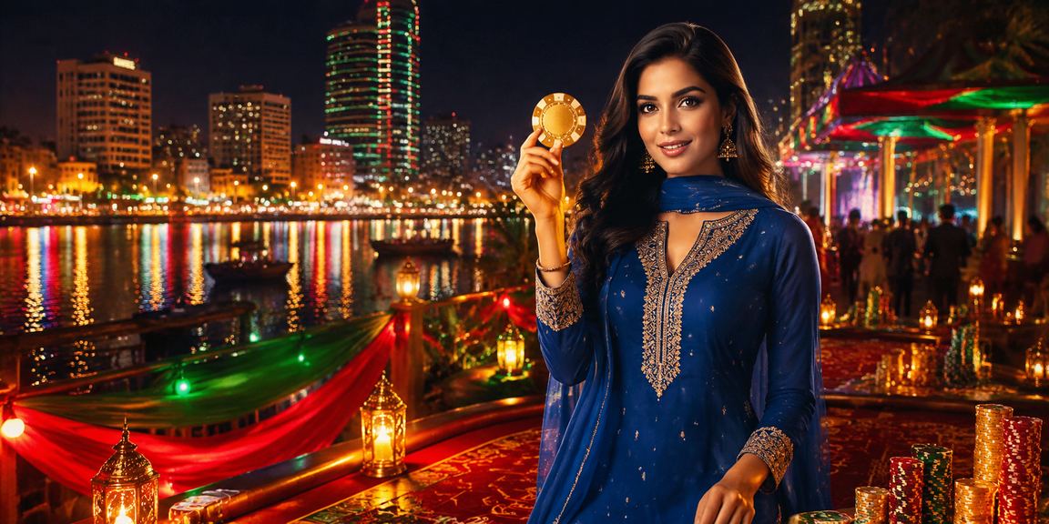 A Bangladeshi woman in a salwar kameez analyzing entertainment and casino options on acewin888 in Dhaka