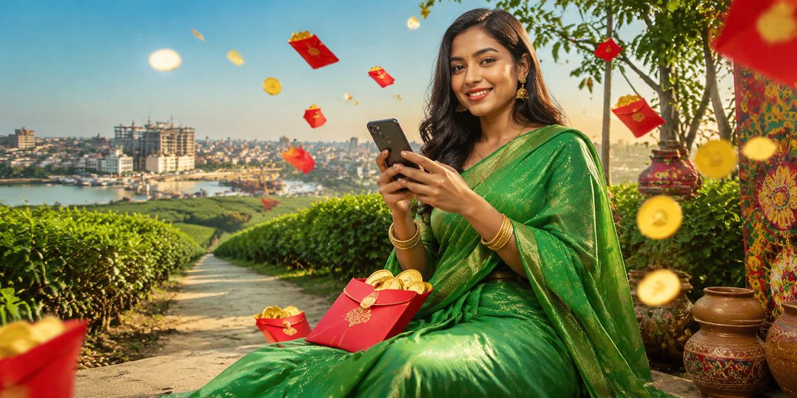 নারায়ণগঞ্জে ঐতিহ্যবাহী পোশাকে acewin888 - এর বোনাস অফার উপভোগ করছেন একজন খেলোয়াড়